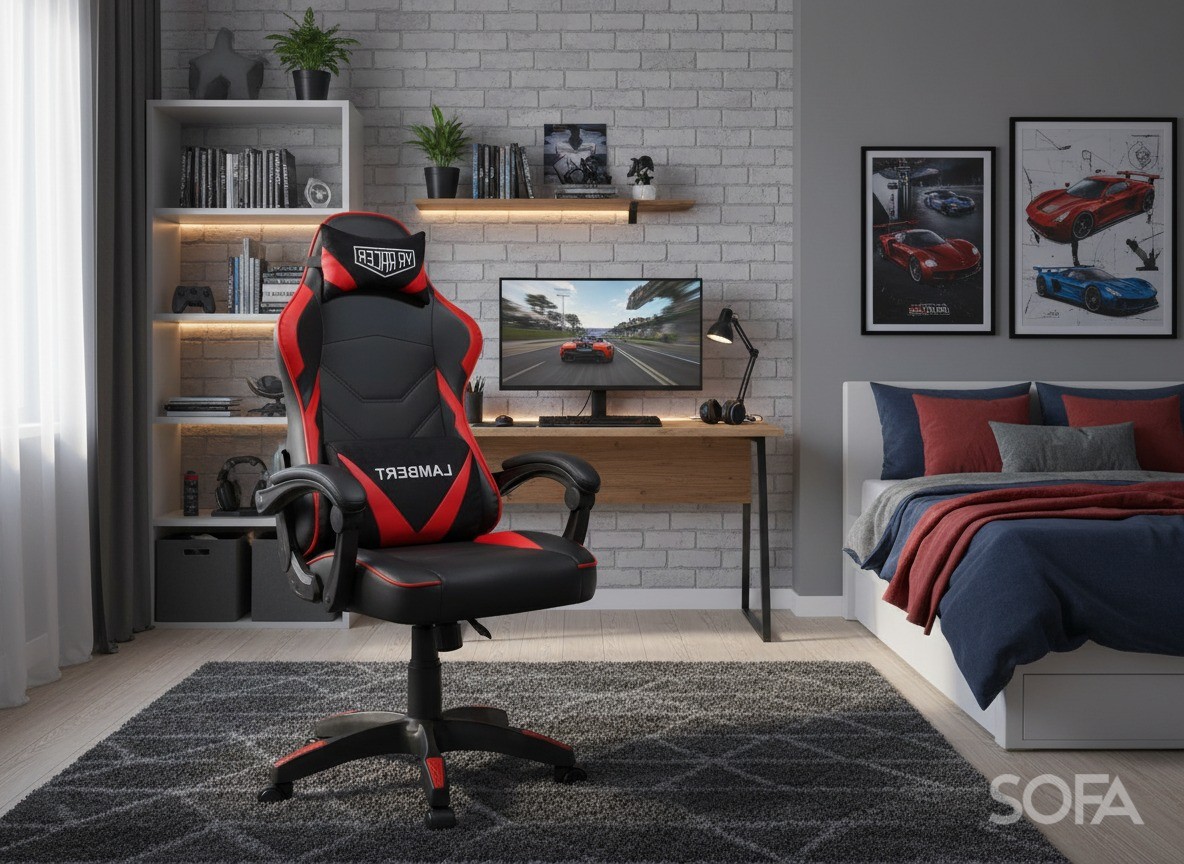 Крісло AMF геймерське VR Racer Dexter Lambert чорний/червоний