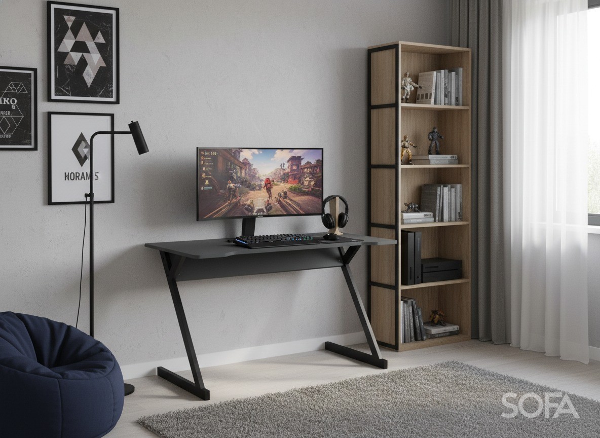 Стіл AMF комп'ютерний Dexter DX1200 (1200х600х750Н) чорний графіт/Сірий Шифер