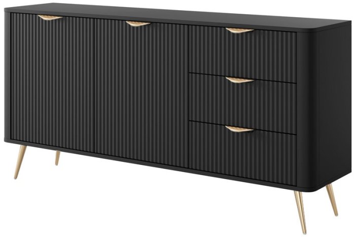 Комод PERFECT HOME Lante 2D3S/163 Черный / Золотые ножки