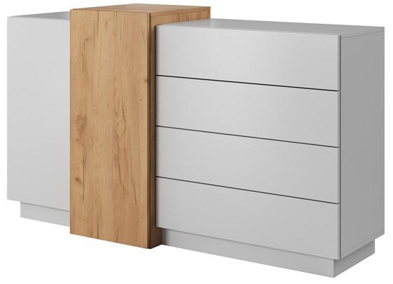 Комод PERFECT HOME 3D (Cube) 2D4S/160 Белый / Дуб крафт золотой