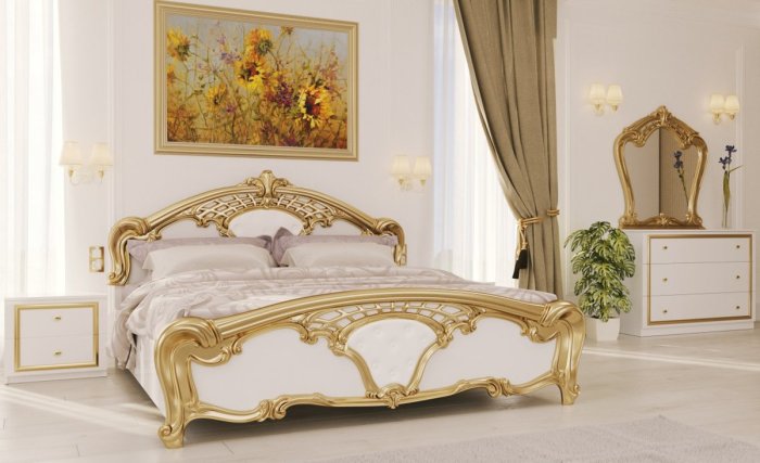 Спальня Миромарк ЕВА Белый глянец + Золото