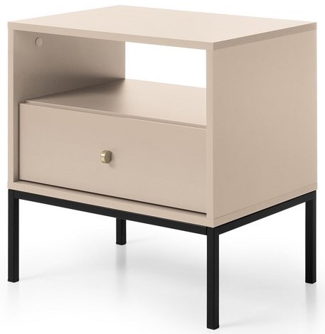 Тумба приліжкова PERFECT HOME Mono MS54 Чорні ніжки / Беж пісочний