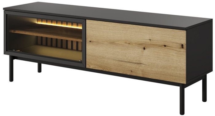Тумба под телевизор PERFECT HOME с LED Lang 2D/150 Черный / Дуб эвок