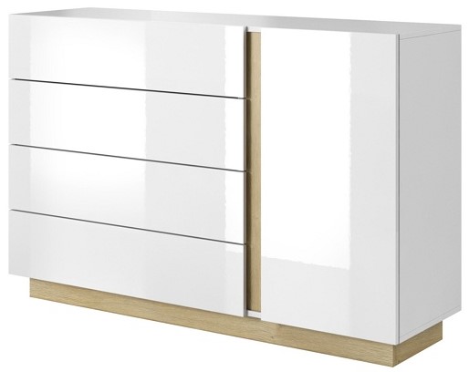 Комод PERFECT HOME Arco (Marco) 1D4S/138 Білий глянець / Дуб грандсон