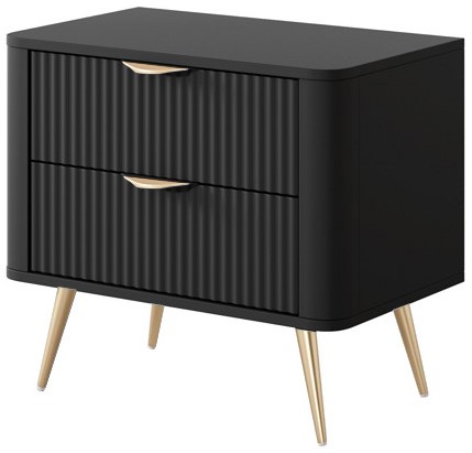 Тумба приліжкова PERFECT HOME Lante 2S Чорний / Золоті ніжки