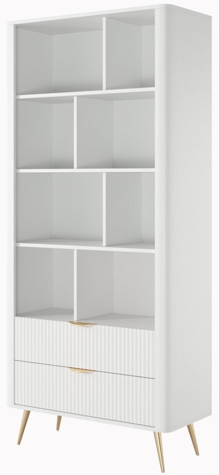 Стелаж PERFECT HOME Lante 2S Білий / Золоті ніжки
