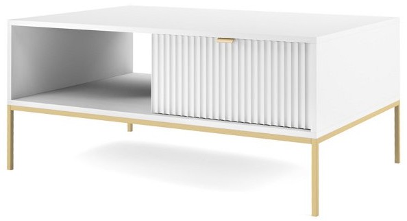 Стол журнальный PERFECT HOME Nova L104 Белый / Золотые ножки