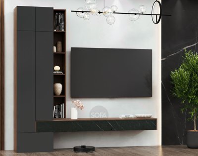 Гостиная Світ Меблів ДАКОТА Орех ницца + Графит + Серый камень