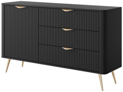 Комод PERFECT HOME Lante 1D3S/138 Черный / Золотые ножки