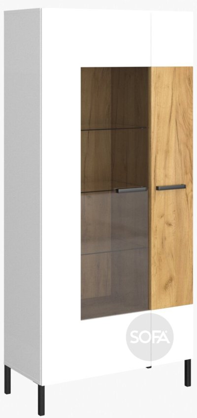 Витрина высокая 1W1D VMV SANTES Белый + Дуб крафт золотой