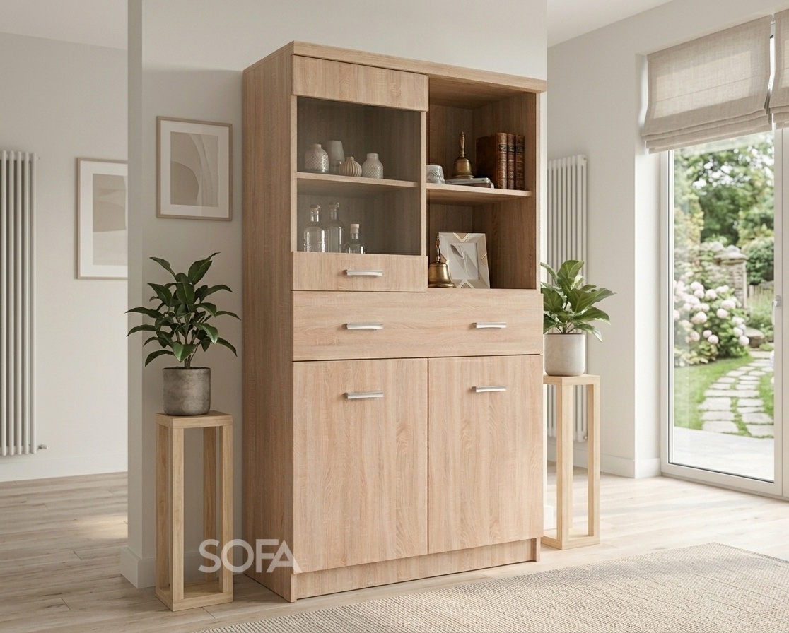 Витрина WIT 2D1W1S 80 ТОР МІХ Дуб сонома