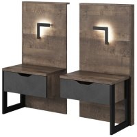 Тумбы прикроватные PERFECT HOME 2 шт. с LED Arden (Garden) 1S/52 Дуб санд гранж / Матера